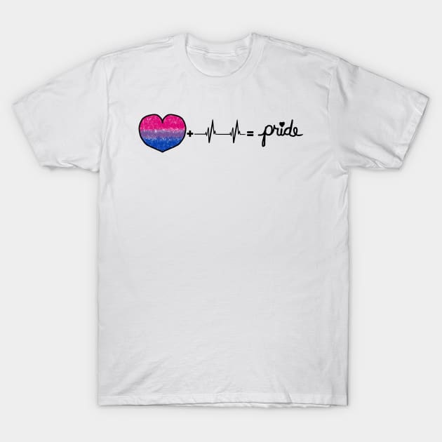 Bi-Sexual Pride Flag Heart + Heartbeat = Pride Design T-Shirt by PurposelyDesigned